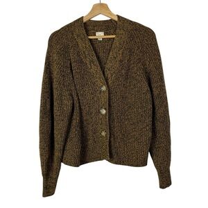 A New Day Light Brown Speck Knit Button Down Cardigan Sweater S